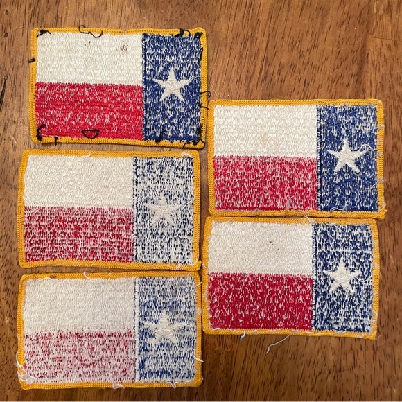 5 VTG Texas Flag Sew On Patches Appliqués 3.25”x2.25” Red White Blue 5:1 Gift - Picture 9 of 10
